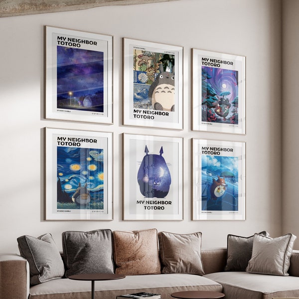 My Neighbor Totoro Set van 9 esthetische poster, Studio Ghibli decor, anime poster, studio Ghibli poster, manga Dijital downloaden