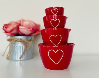 Juego de 4 tazas medidoras para el día de San Valentín