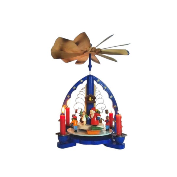 Vintage Weihnachtspyramide: Handbemalte Holzfiguren