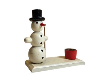 Vintage Retro Erzgebirge Holzleuchter Schneemann #202
