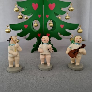 Vintage retro Erzgebirge Wooden set miniature Angels Christmas hand painted decoration #51