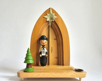 Vintage German Christmas candle holder Hand paint decoration