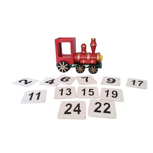 Vintage Advent calendar Toy train with 12 plates of numbers from 1 to 24 German Christmas decoration #184