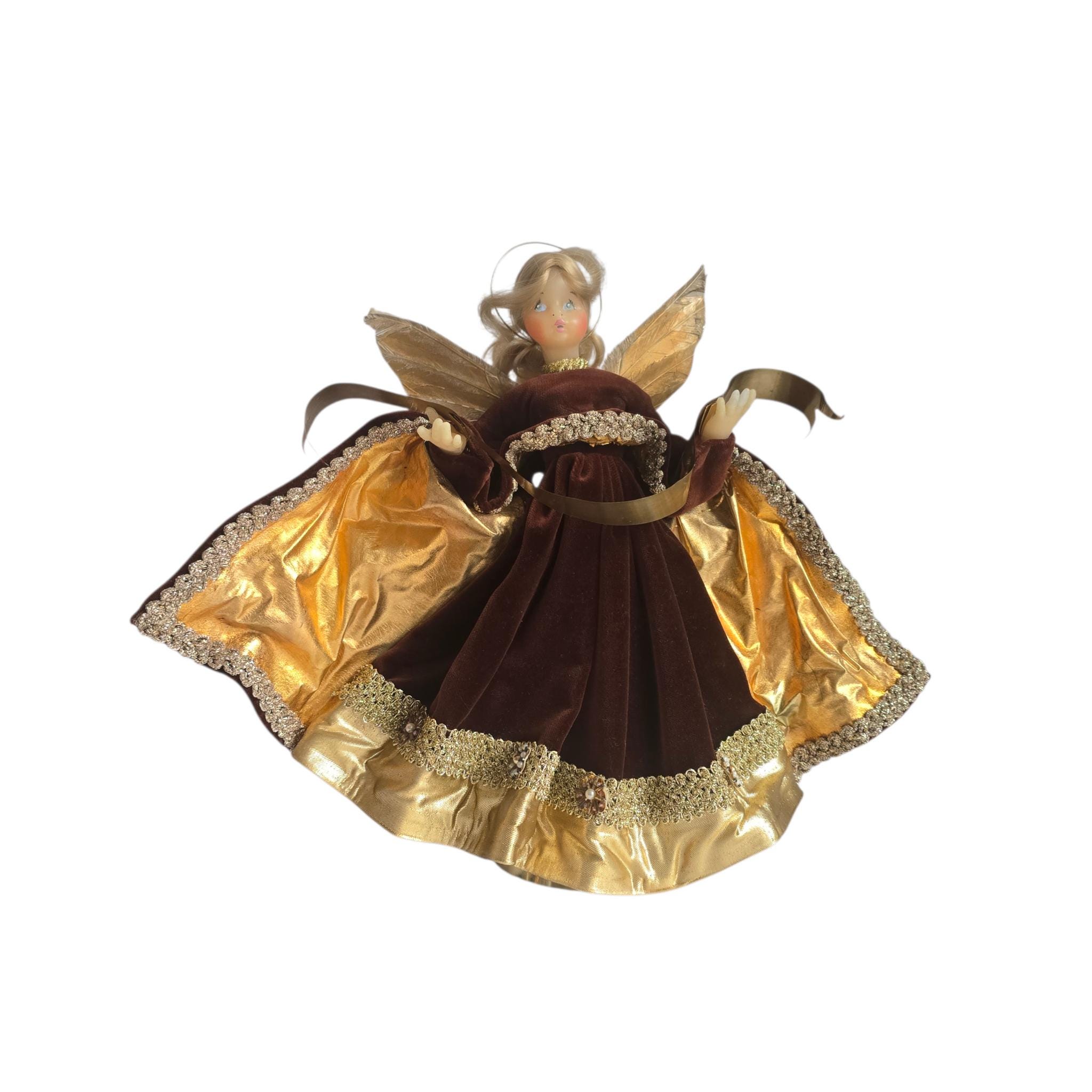 Vintage Wax Angel Pauline Leidel-spreen,34cm Christmas Tree Topper