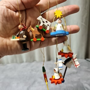 Vintage Erzgebirge Wooden miniature hand painted Christmas tree toy #18