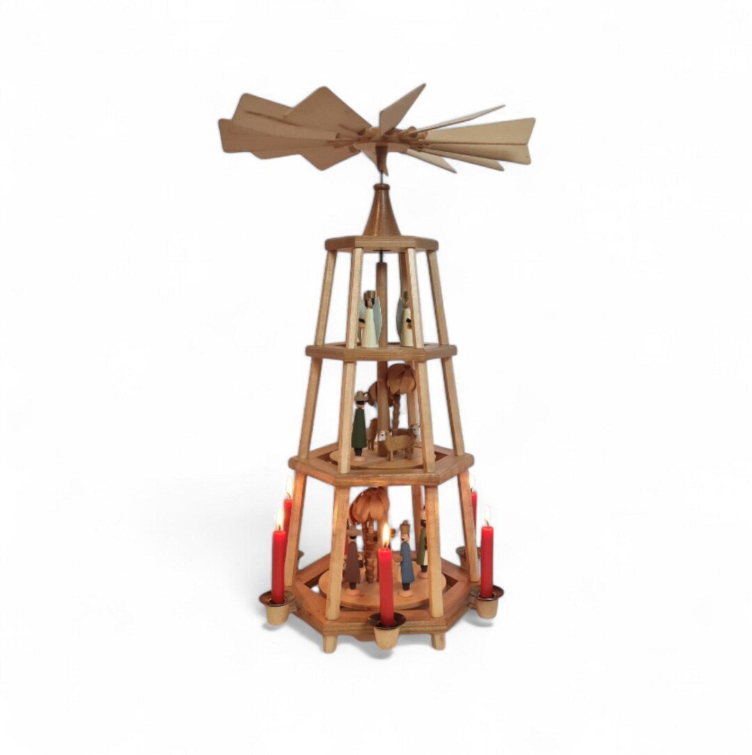 ドイツ エルツ山脈地方工芸品 木製 クリスマスピラミッド　ヴィンテージ Amazon.co.jp: ドイツ クリスマス ピラミッド（子ども達）木製工芸品