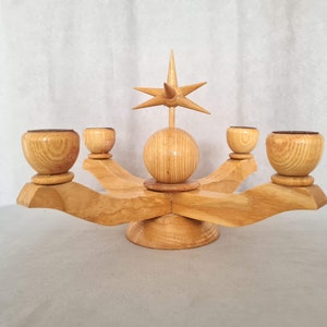 Vintage retro Erzgebirge candlestick with star Folkart East Germany decoration #124