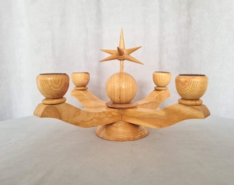 Vintage retro Erzgebirge candlestick with star Folkart East Germany decoration #124