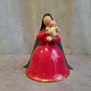 Vintage Erzgebirge Wendt & Kuhn Madonna and Child Wood hand painted Christmas Ornament #140