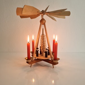 Vintage retro German pyramid with wooden figurines and 4 candles 70s 19 image 8