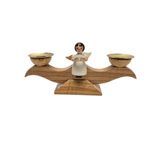 Vintage Erzgebirge German candlestick with Hand painted Angel