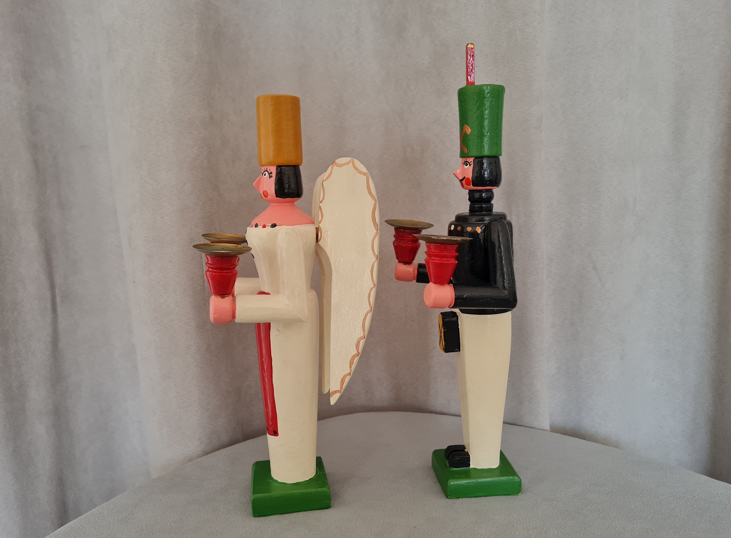 Vintage Retro Erzgebirge, Bergmann Und Engel, Miner and Angel, Turned