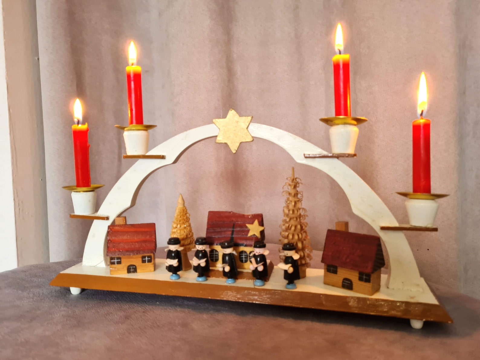 Vintage Erzgebirge candlestick Folkart East Germany decoration #219