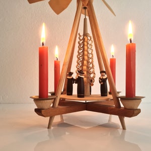 Vintage retro German pyramid with wooden figurines and 4 candles 70s 19 image 4