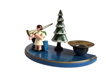 Vintage Retro Erzgebirge Holz Engel Kerzenständer Kerzenständer #202