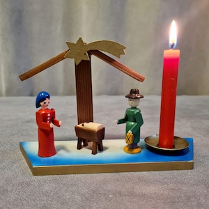 Vintage German Christmas candle holder Hand painted decoration #193
