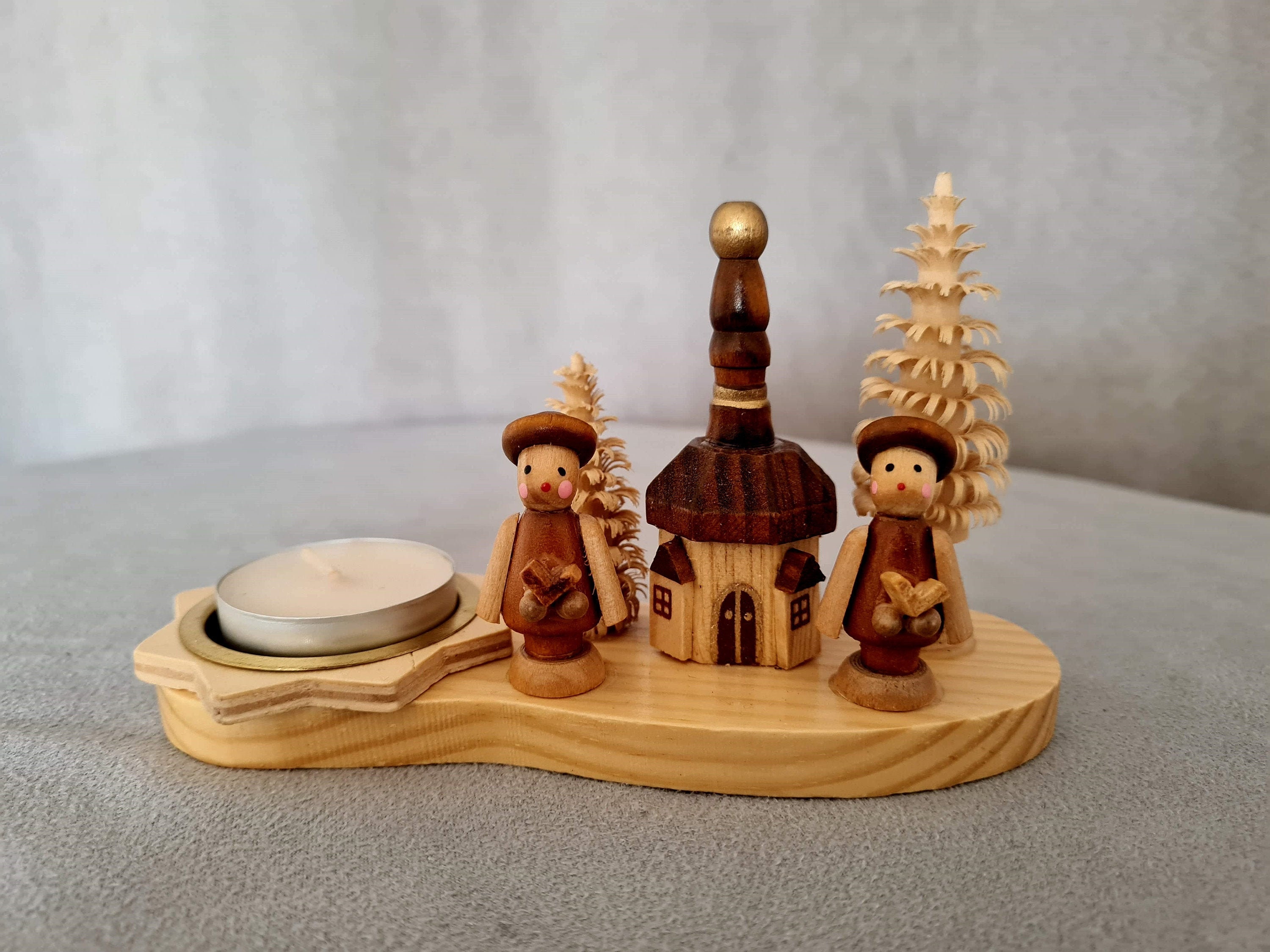 Vintage German Christmas candle holder Hand carved decoration Etsy