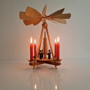 Vintage retro German pyramid with wooden figurines and 4 candles 70s 19 image 2