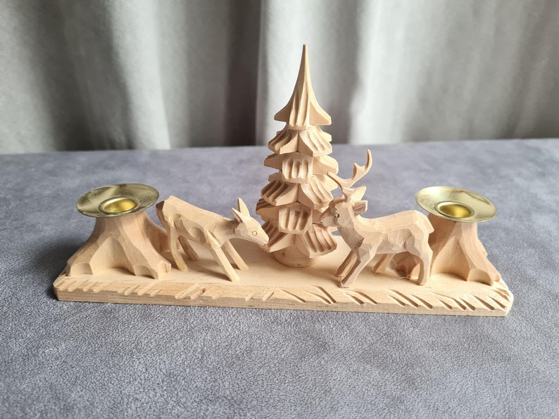 Vintage German Christmas Candle Holder Hand Carved Decoration Etsy