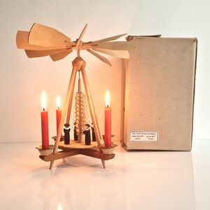 Vintage retro German pyramid with wooden figurines and 4 candles 70s 19 image 9