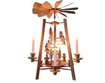 Vintage retro original Erzgebirge German pyramid Expertic with wooden angels musicians