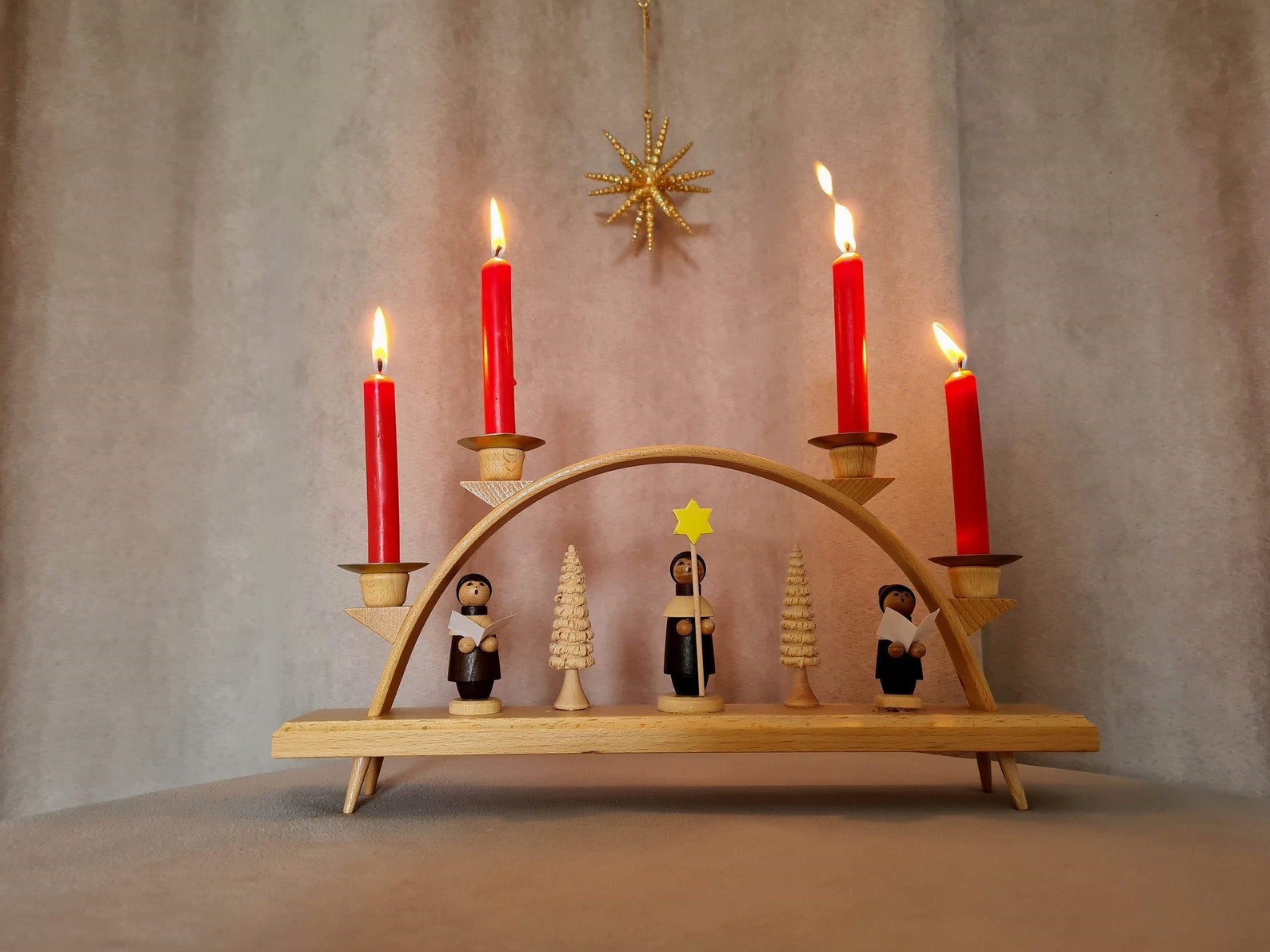 Vintage Erzgebirge candle arch folkart East Germany hand painted decoration #70