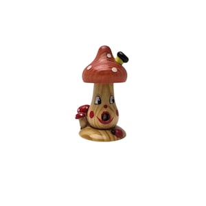 Vintage retro Erzgebirge Incense smoker mushroom German hand painted decoration