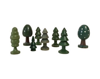 Vintage Wooden Tree Figurines Hand painted decorations Price is listed per 1 piece