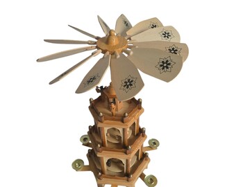 ヴィンテージ エルツ山地 ドイツピラミッド：手描き木製フィギュア