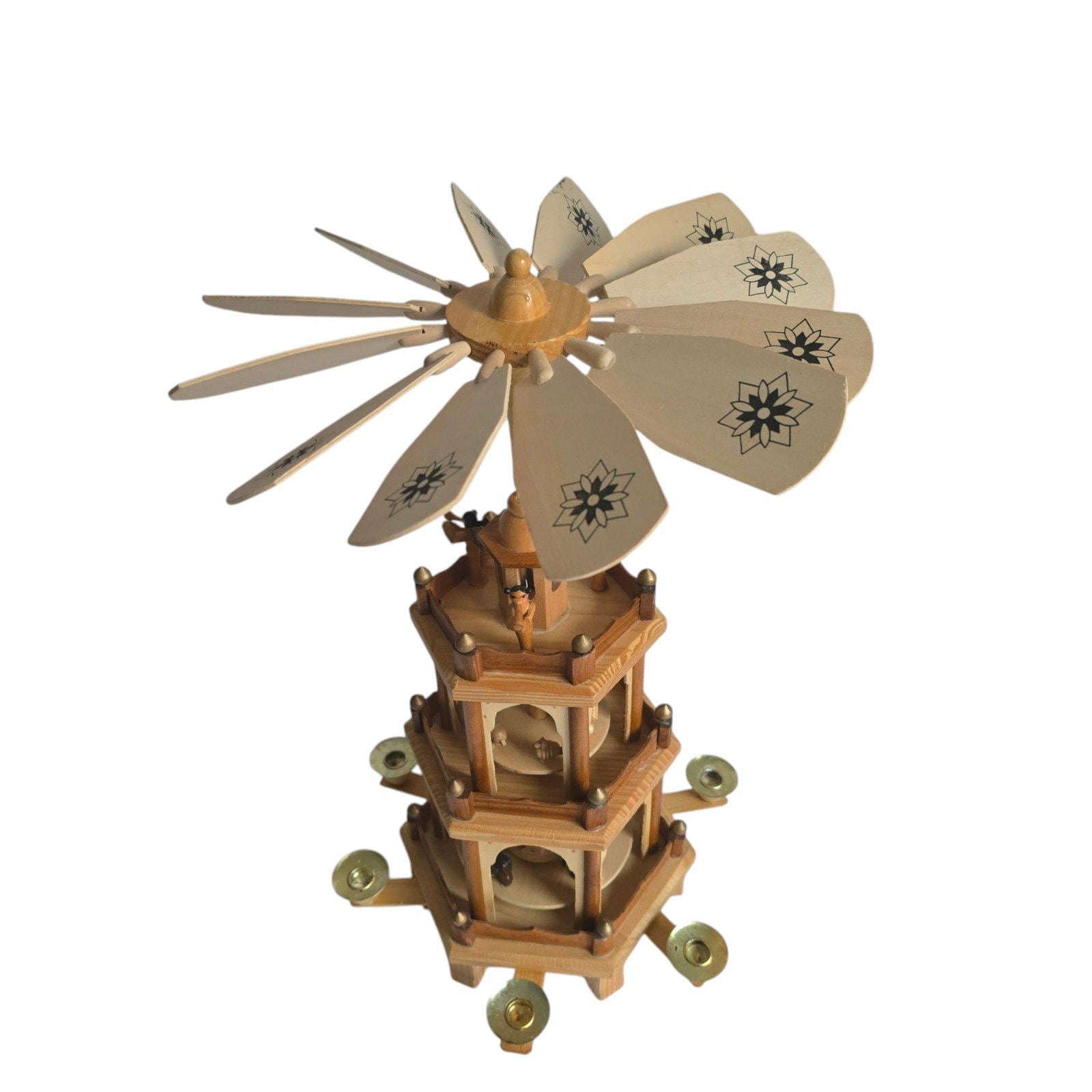 ヴィンテージ エルツ山地 ドイツピラミッド：手描き木製フィギュア