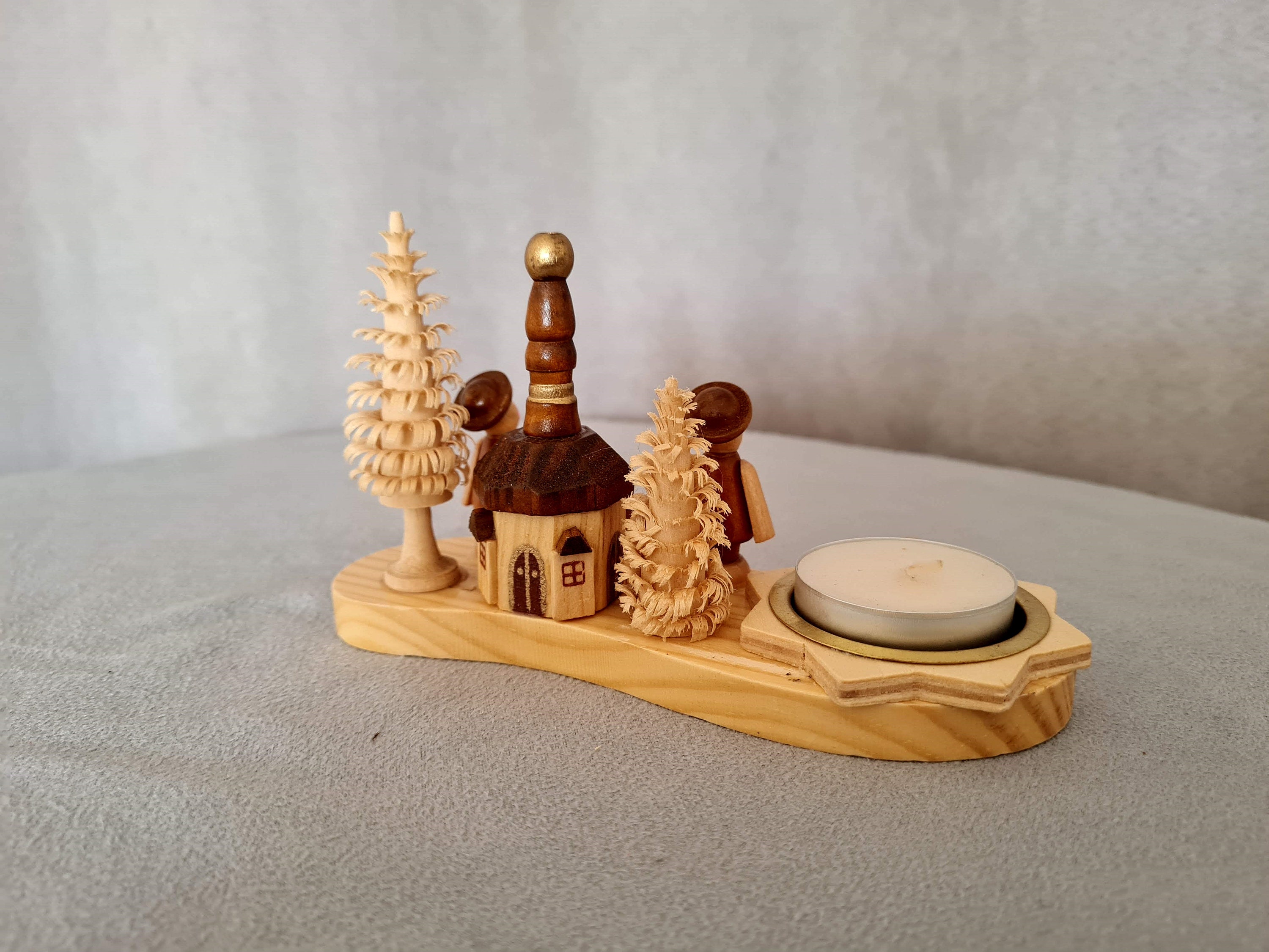 Vintage German Christmas candle holder Hand carved decoration Etsy