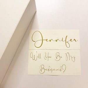 Proposal Box Decal Bridesmaid Sticker Maid of Honor Decal Groomsman Decal Bestman Decal Box Sticker Bridesmaid Box Vinyl  Decal Sticker ONLY
