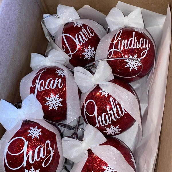 Adorno navideño con purpurina personalizado: nombre personalizado, plástico irrompible