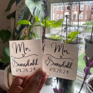 Mr. And Mrs.Decal Vinyl Decal Wedding Decal Wine Glass Decal Mrs Decal Mr. Decal Mr&Mrs Mr. and Mrs Personalization