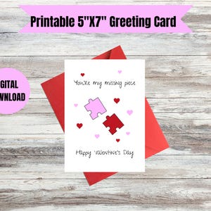 Tarjeta de amor de San Valentín Eres mi pieza faltante Tarjeta de San Valentín Tarjeta de San Valentín para imprimir