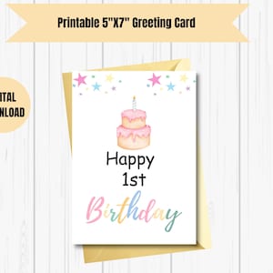 Happy First Birthday Card Geburtstagskarte für kleine Mädchen Geburtstagskarte mit Sternen