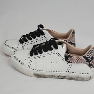 stay weird sneakers. painted and worked by hand. Unique piece