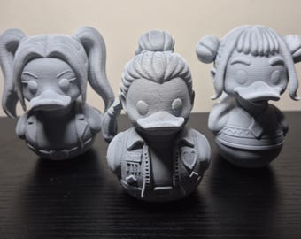 Zoey Rumi and Mira Duck Figurines inspired by Kpop Demon Hunters 3D Printed and Primed Ready to Paint Single Characters or Full Set
