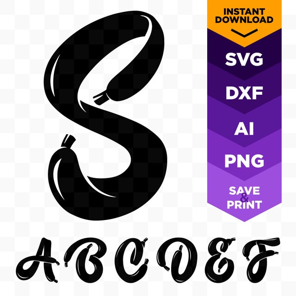A-Z Shoe Lace V2 Complete Alphabet Cut Files | Initials Monogram Shoe Lace Letters SVG, DXF, AI, png T-Shirt Print Instant Digital Download