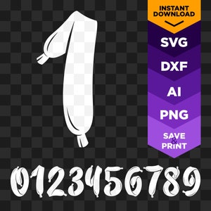 0-9 Shoe Lace Complete Numbers Cut Files V2 | Initials Monogram Shoe Lace SVG, DXF, AI, png T-Shirt Print Art Instant Digital Download