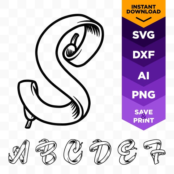 A-Z Shoe Lace Complete Alphabet Cut Files | Initials
