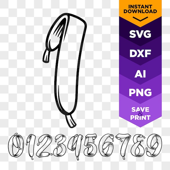 0-9 Shoe Lace Complete Numbers Cut Files | Initials Monogram