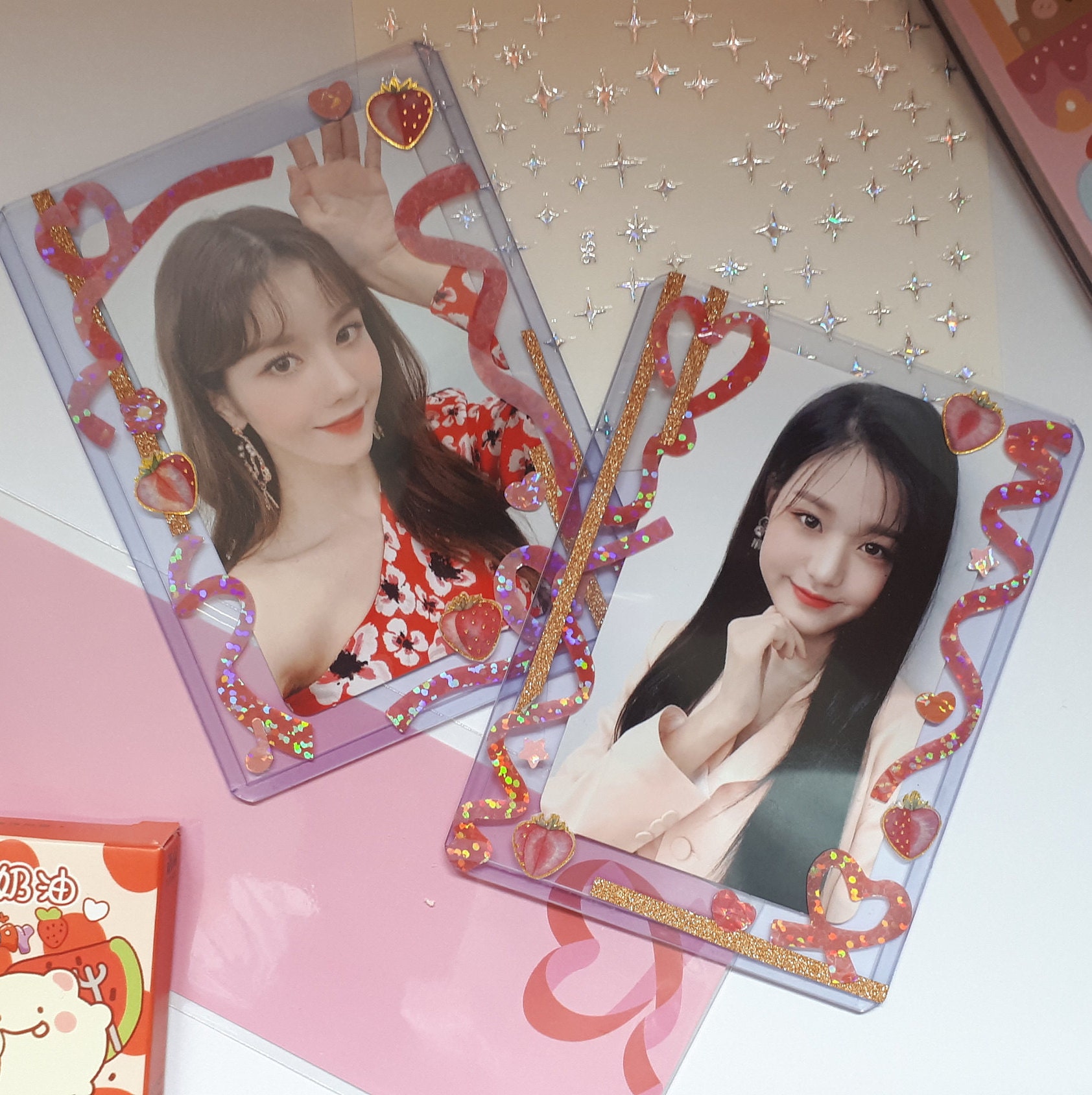 Strawberry red decorated toploader kpop Etsy