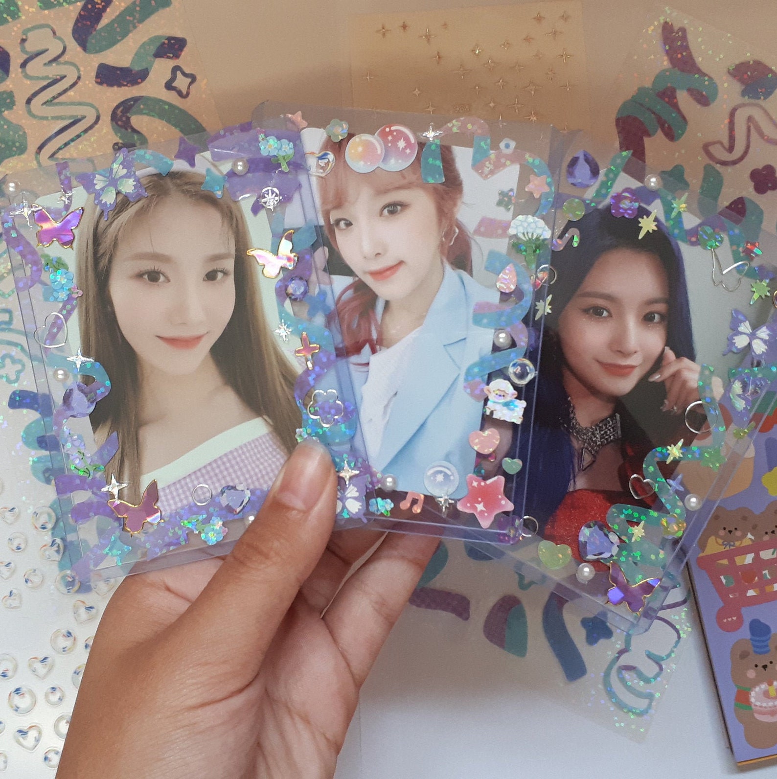 Purple and blue decorated toploader kpop Etsy