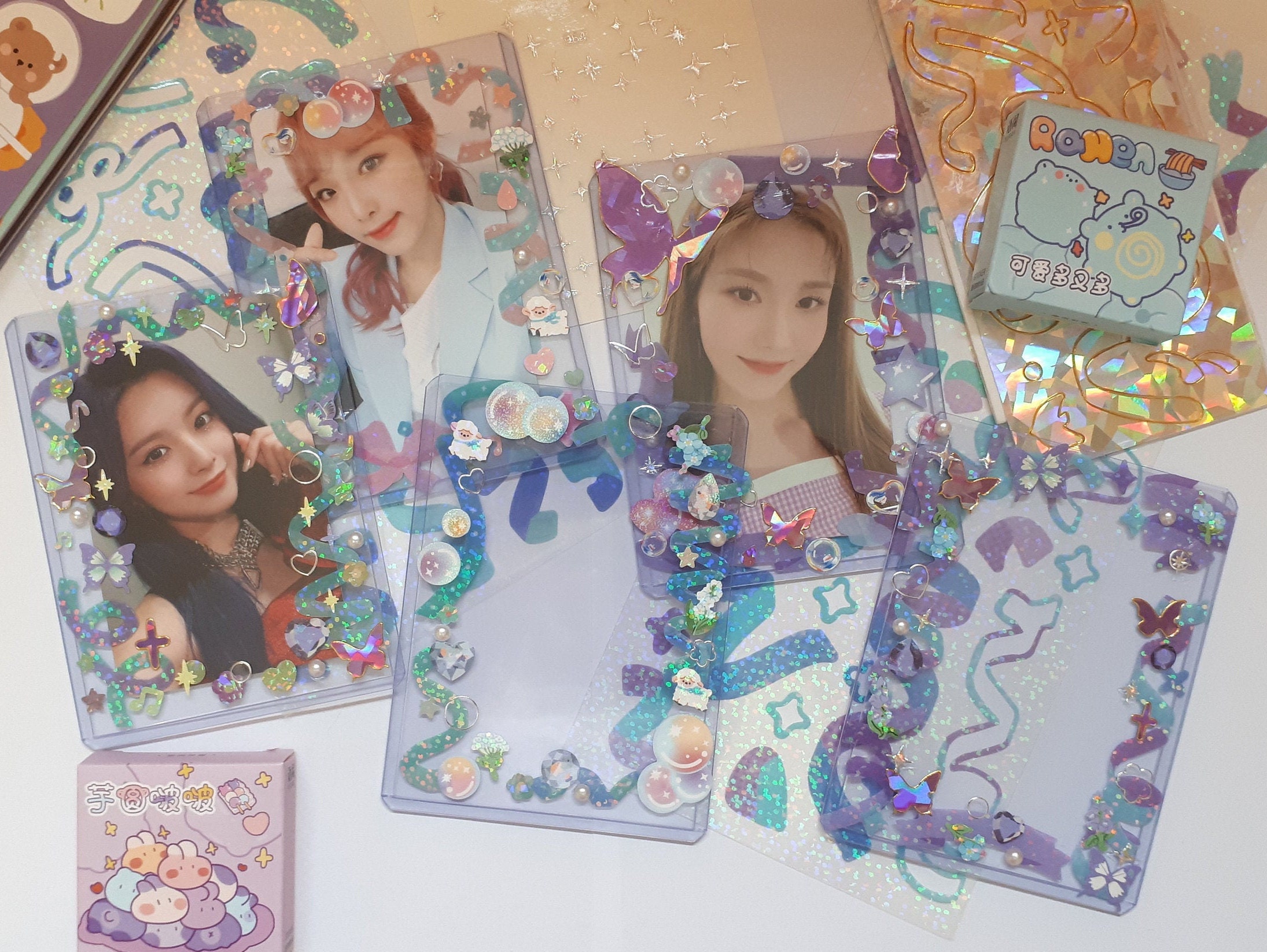 Purple and blue decorated toploader kpop Etsy