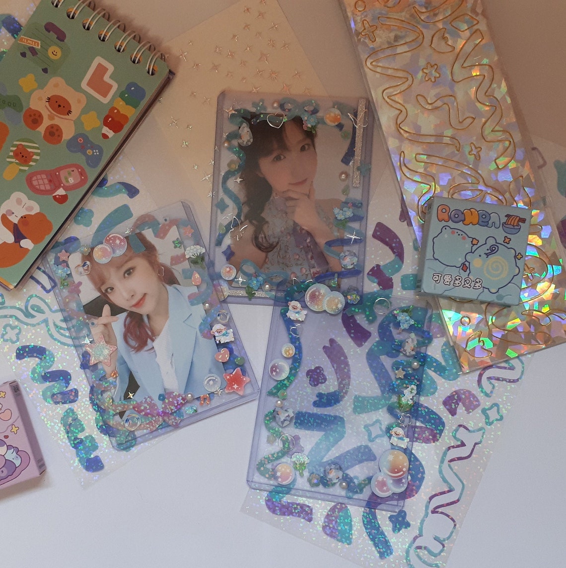 Purple and blue decorated toploader kpop Etsy