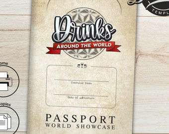 Personalisierter digitaler Download für Getränke auf der ganzen Welt Pass | Bearbeitbarer Drink Pass Port