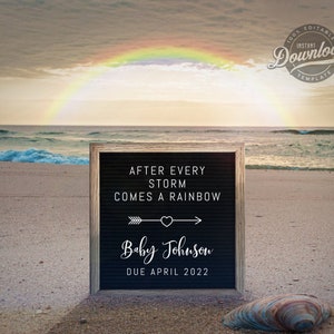 Rainbow Baby Pregnancy Announcement Digital for Instagram Editable After Every Storm |  Rainbow Baby Reveal Gender Neutral Letterboard