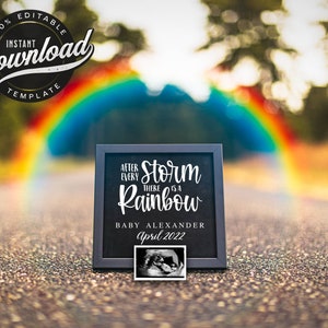 Rainbow Baby Pregnancy Announcement Digital for Instagram Editable After Every Storm |  Rainbow Baby Reveal Gender Neutral Letterboard