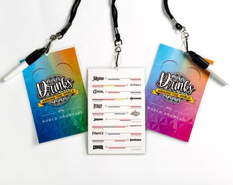 Drinks Around The World Passport with Lanyard and Marker For World Showcase | Drinking Around the World Bachelorette Girls Trip Birthday